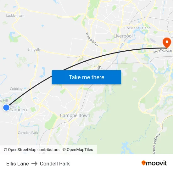 Ellis Lane to Condell Park map