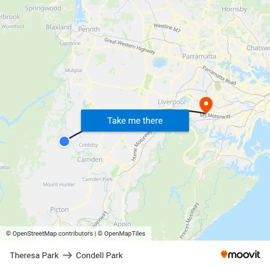 Theresa Park to Condell Park map