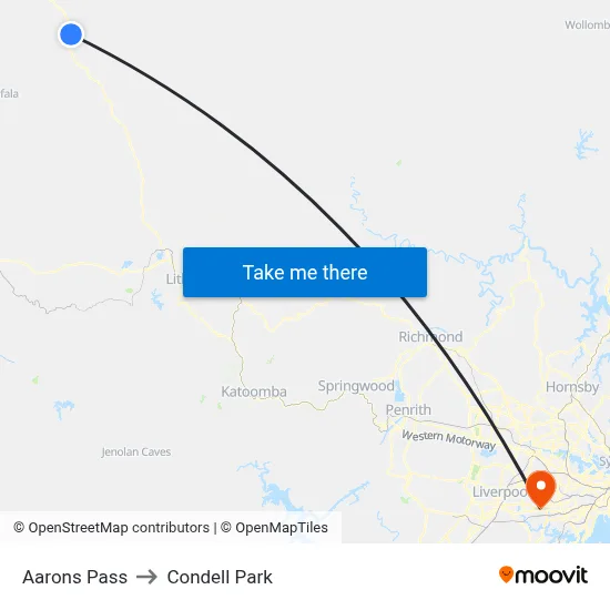 Aarons Pass to Condell Park map