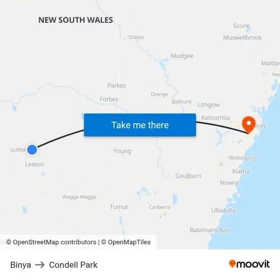 Binya to Condell Park map