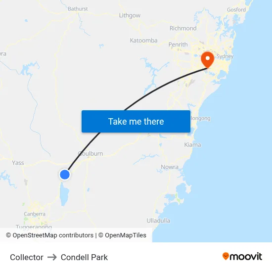 Collector to Condell Park map