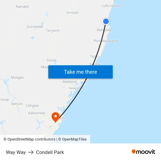 Way Way to Condell Park map