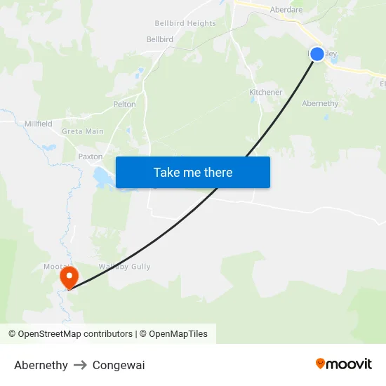Abernethy to Congewai map