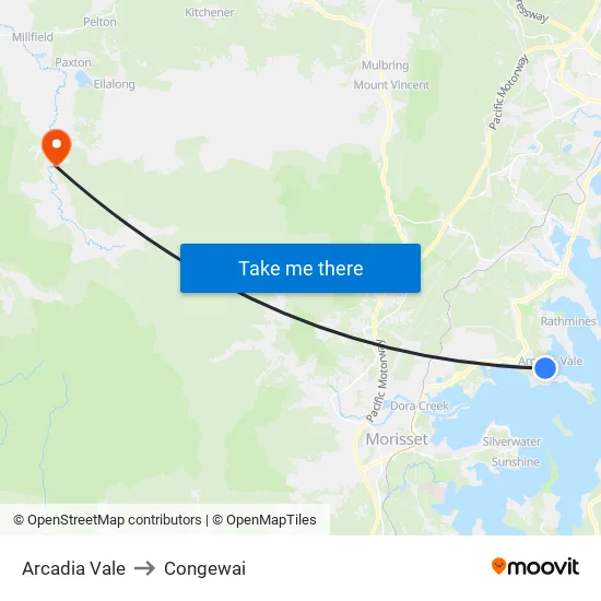 Arcadia Vale to Congewai map