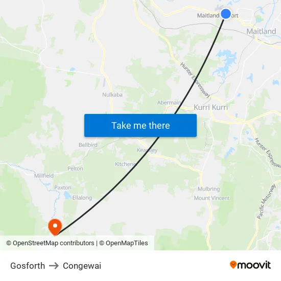Gosforth to Congewai map
