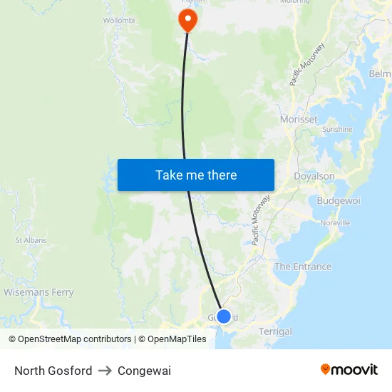 North Gosford to Congewai map