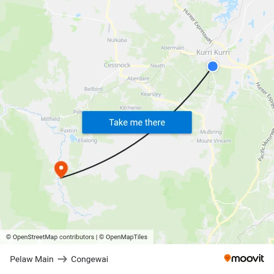 Pelaw Main to Congewai map