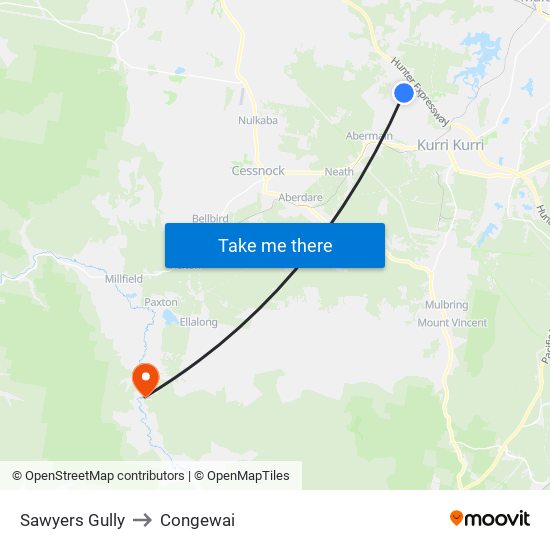 Sawyers Gully to Congewai map