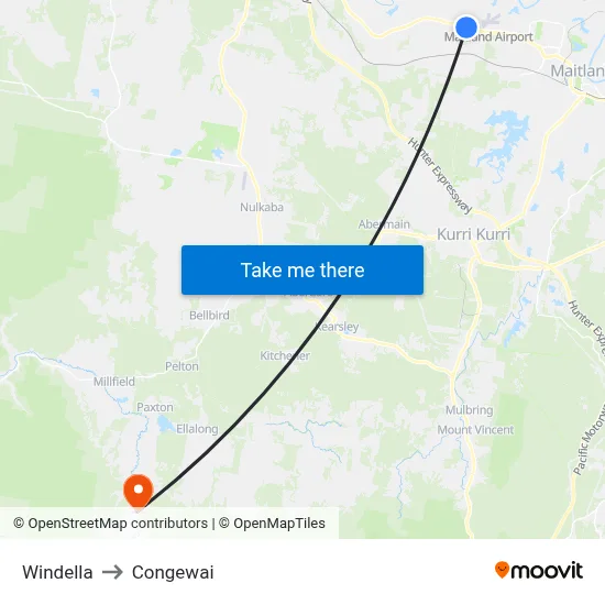 Windella to Congewai map