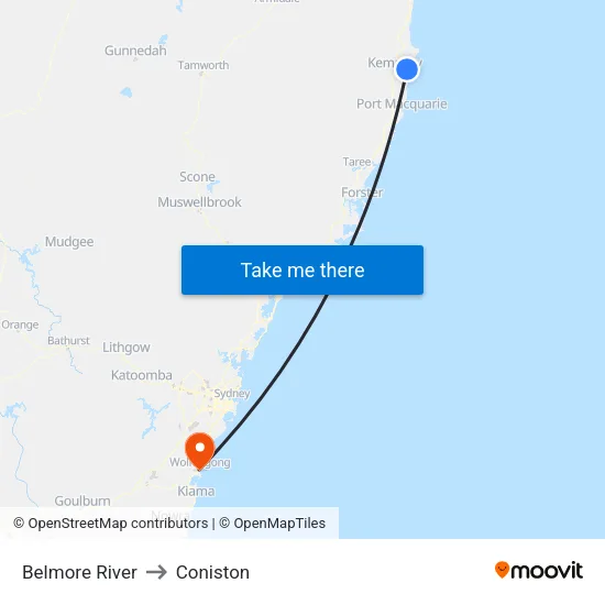 Belmore River to Coniston map