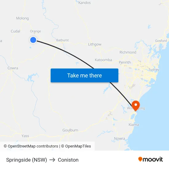 Springside (NSW) to Coniston map