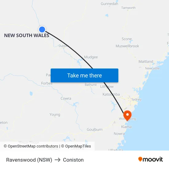 Ravenswood (NSW) to Coniston map