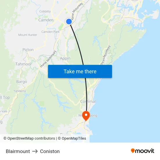 Blairmount to Coniston map
