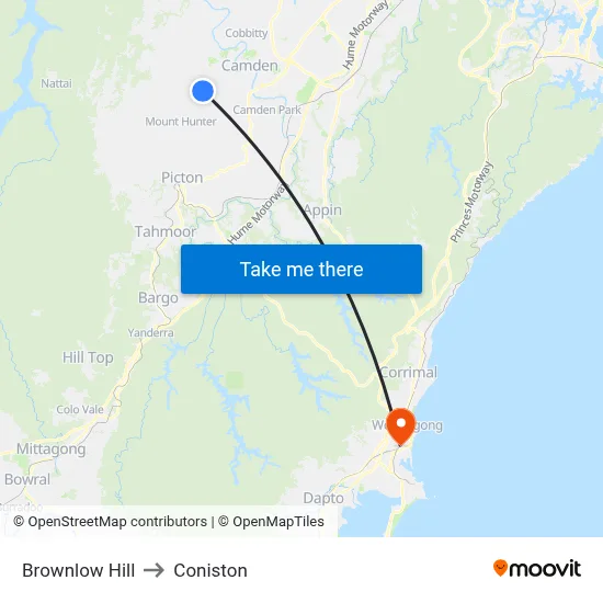 Brownlow Hill to Coniston map