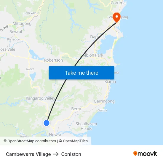 Cambewarra Village to Coniston map