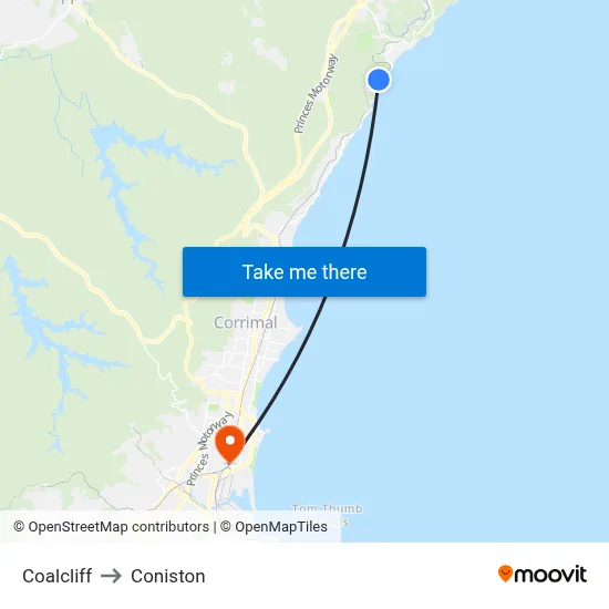 Coalcliff to Coniston map
