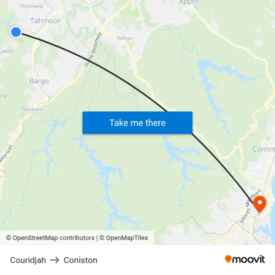 Couridjah to Coniston map