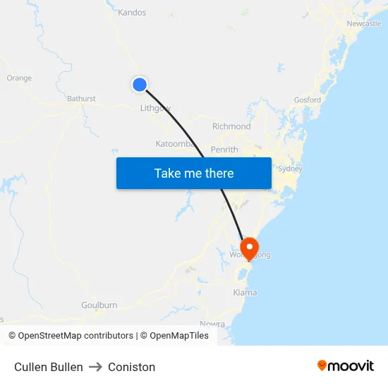Cullen Bullen to Coniston map