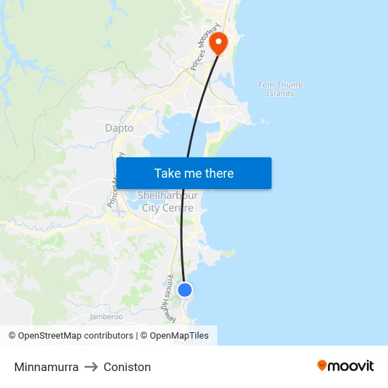 Minnamurra to Coniston map