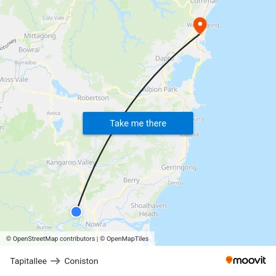 Tapitallee to Coniston map