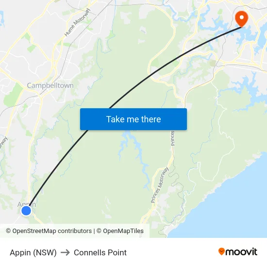 Appin (NSW) to Connells Point map