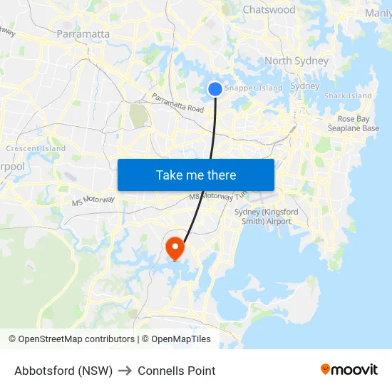Abbotsford (NSW) to Connells Point map