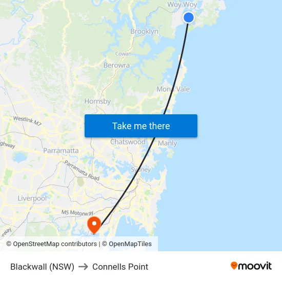 Blackwall (NSW) to Connells Point map