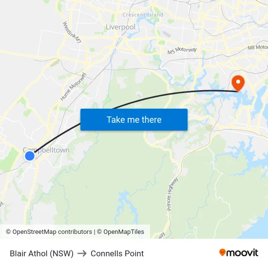 Blair Athol (NSW) to Connells Point map