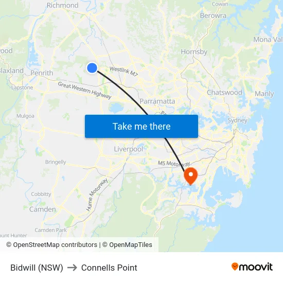 Bidwill (NSW) to Connells Point map
