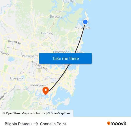 Bilgola Plateau to Connells Point map