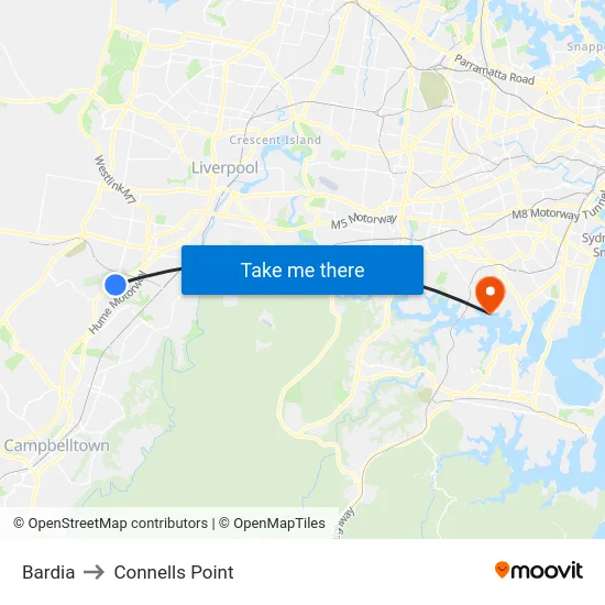 Bardia to Connells Point map