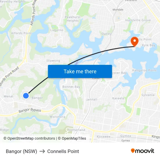Bangor (NSW) to Connells Point map