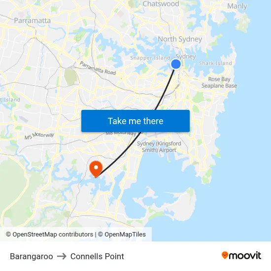 Barangaroo to Connells Point map