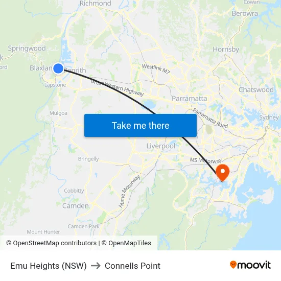 Emu Heights (NSW) to Connells Point map