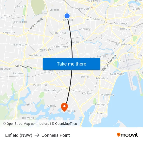 Enfield (NSW) to Connells Point map