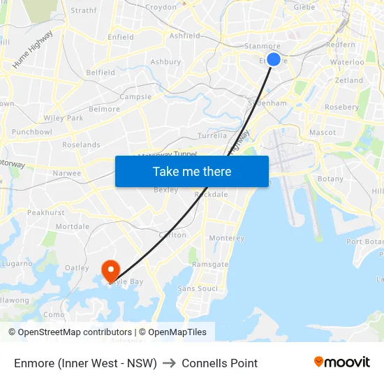 Enmore (Inner West - NSW) to Connells Point map
