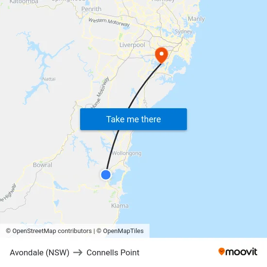 Avondale (NSW) to Connells Point map