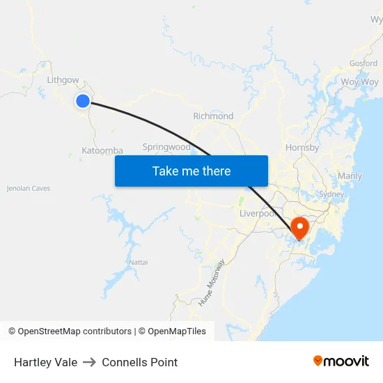 Hartley Vale to Connells Point map