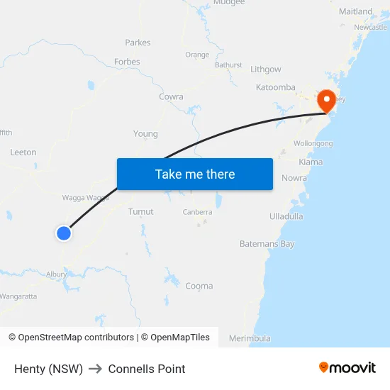 Henty (NSW) to Connells Point map