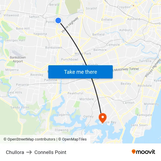 Chullora to Connells Point map