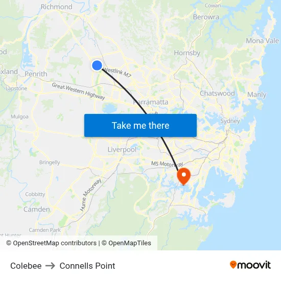 Colebee to Connells Point map