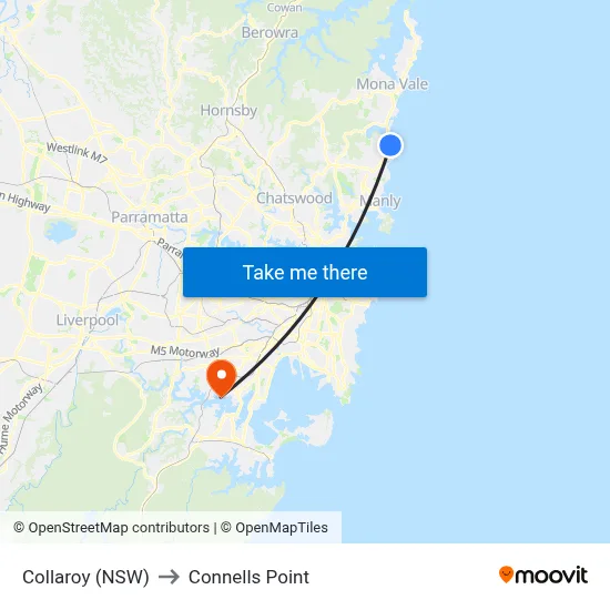 Collaroy (NSW) to Connells Point map