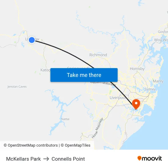 McKellars Park to Connells Point map