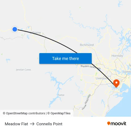 Meadow Flat to Connells Point map