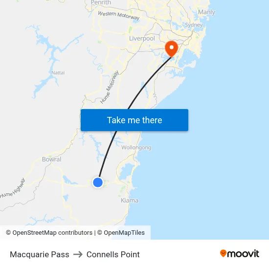 Macquarie Pass to Connells Point map