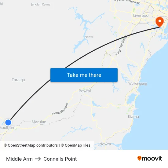 Middle Arm to Connells Point map