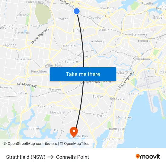 Strathfield (NSW) to Connells Point map