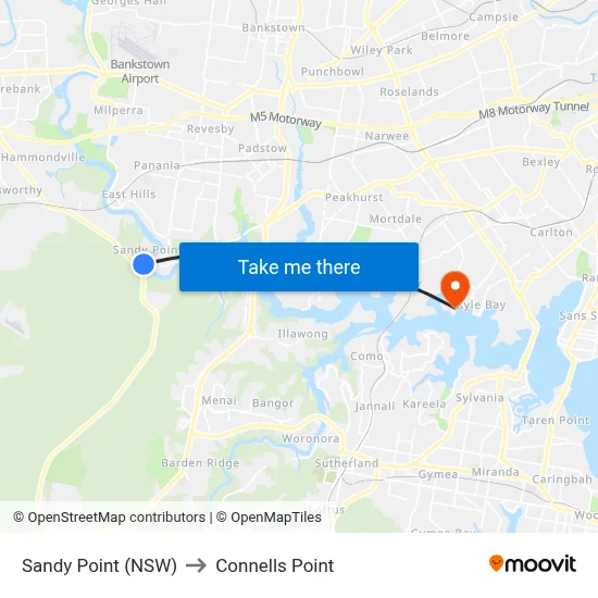 Sandy Point (NSW) to Connells Point map