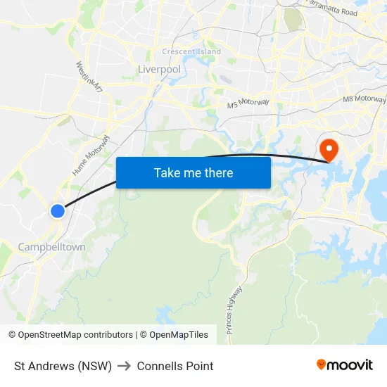 St Andrews (NSW) to Connells Point map