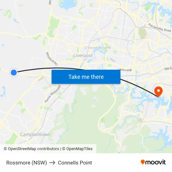 Rossmore (NSW) to Connells Point map